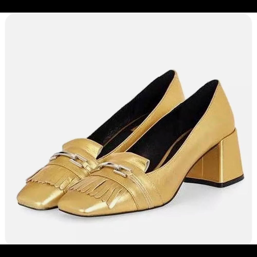 Topshop Justify Gold Fringe Loafers Sz.41/US 10.5 NIB